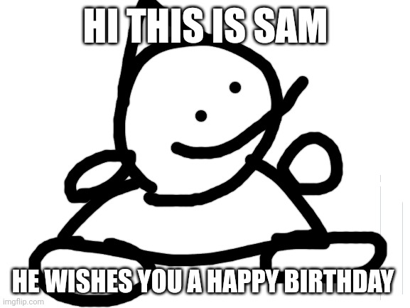 Futurama Fry | HI THIS IS SAM; HE WISHES YOU A HAPPY BIRTHDAY | image tagged in memes,futurama fry | made w/ Imgflip meme maker