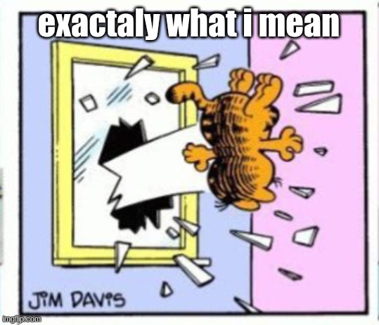 Garfield gets thrown out of a window | exactly what i mean | image tagged in garfield gets thrown out of a window | made w/ Imgflip meme maker
