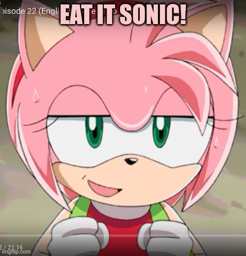 Amy Rose! | EAT IT SONIC! | image tagged in amy rose | made w/ Imgflip meme maker