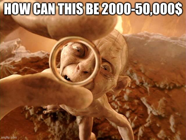 Gollum Lord Of The Ring | HOW CAN THIS BE 2000-50,000$ | image tagged in gollum lord of the ring | made w/ Imgflip meme maker