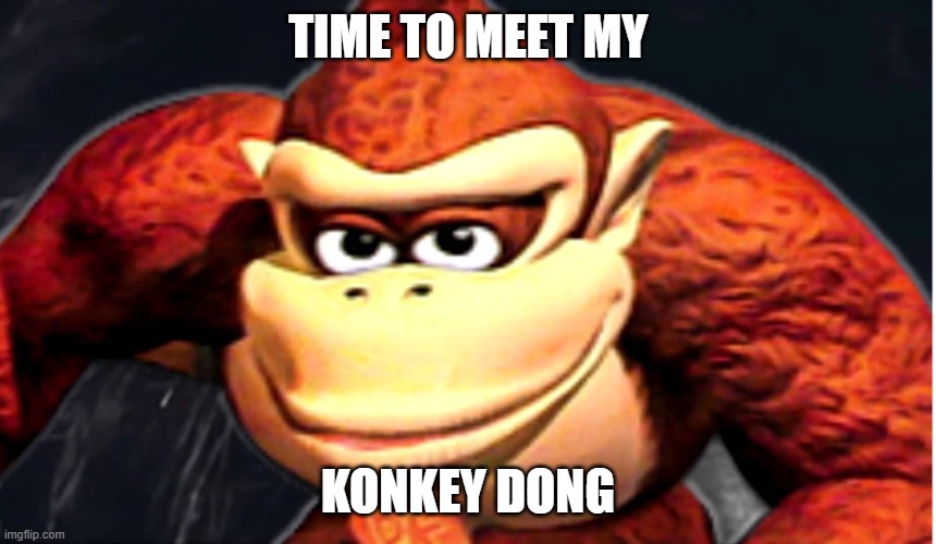 Donkey Kong’s Seducing Face | TIME TO MEET MY KONKEY DONG | image tagged in donkey kong s seducing face | made w/ Imgflip meme maker