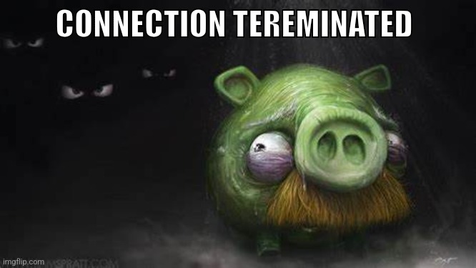 please boost | CONNECTION TEREMINATED | image tagged in realistic pig in dark | made w/ Imgflip meme maker