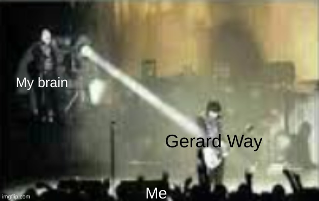 Wheeeeee | My brain; Gerard Way; Me | image tagged in mcr,emo | made w/ Imgflip meme maker