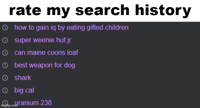 rate my search history | made w/ Imgflip meme maker