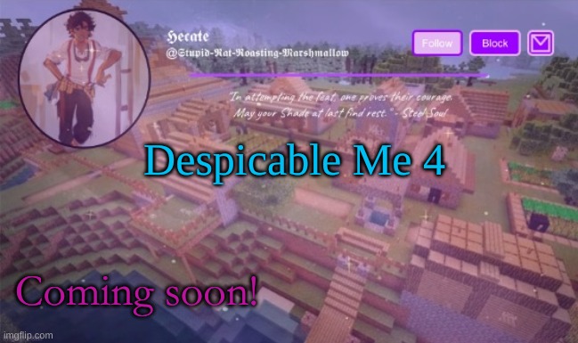 Del announcement temp (Thx Hecate) | Despicable Me 4; Coming soon! | image tagged in del announcement temp thx hecate | made w/ Imgflip meme maker