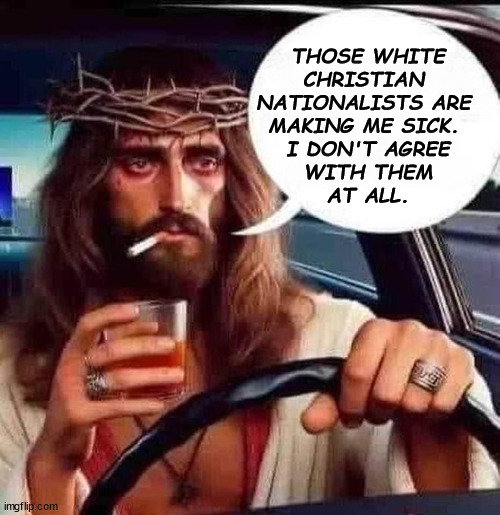 White nationalism | THOSE WHITE
CHRISTIAN 
NATIONALISTS ARE 
MAKING ME SICK. 
I DON'T AGREE
WITH THEM
AT ALL. | image tagged in jesus,evangelicals,white nationalism,christianity | made w/ Imgflip meme maker