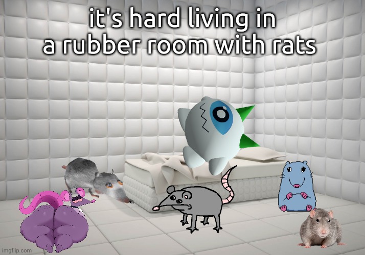 Rubber Room | it's hard living in a rubber room with rats | image tagged in rubber room | made w/ Imgflip meme maker