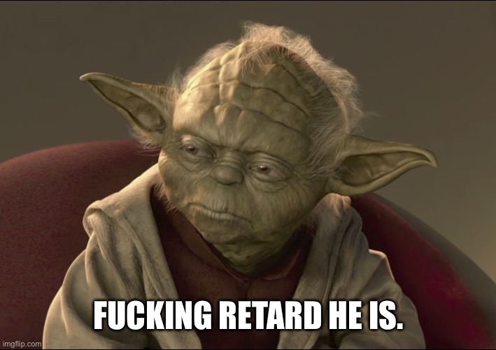 Yoda Begun The Clone War Has | FUCKING RETARD HE IS. | image tagged in yoda begun the clone war has | made w/ Imgflip meme maker
