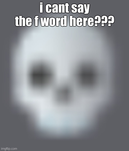 BRUH | i cant say the f word here??? | image tagged in shady skull emoji | made w/ Imgflip meme maker