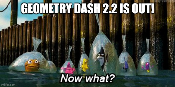 2.2 is out... now what? | GEOMETRY DASH 2.2 IS OUT! | image tagged in now what | made w/ Imgflip meme maker