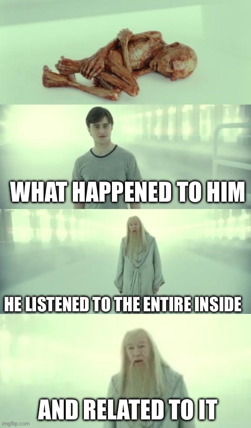 Bo burnham is awesome | WHAT HAPPENED TO HIM; HE LISTENED TO THE ENTIRE INSIDE; AND RELATED TO IT | image tagged in what happened to him extended | made w/ Imgflip meme maker