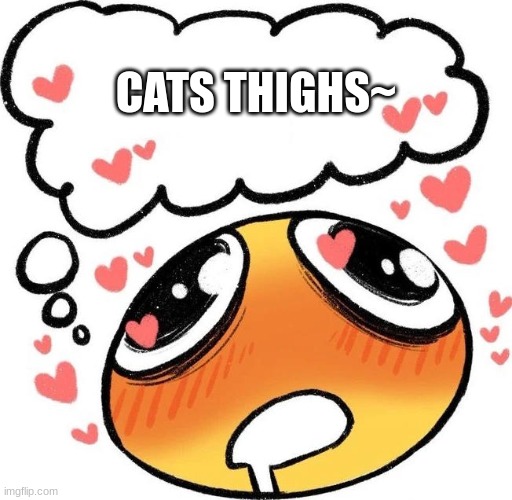 Dreaming Drooling Emoji | CATS THIGHS~ | image tagged in dreaming drooling emoji | made w/ Imgflip meme maker