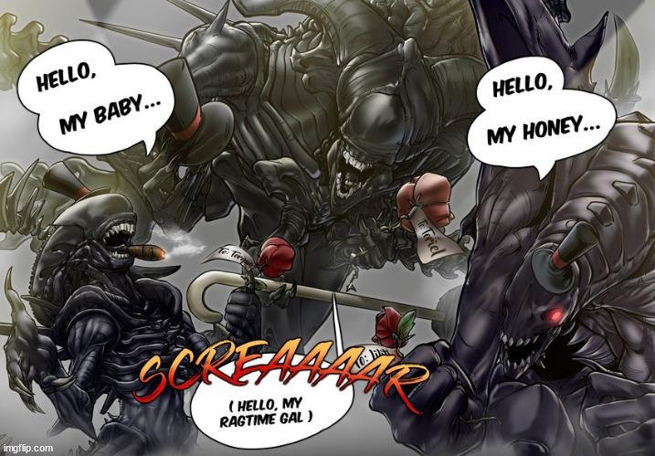The chest burster trio, in their breakout role | image tagged in aliens | made w/ Imgflip meme maker