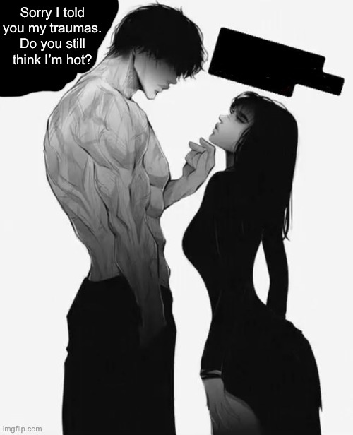 Write your answer in the comments | image tagged in hot,anime,guy,trauma | made w/ Imgflip meme maker