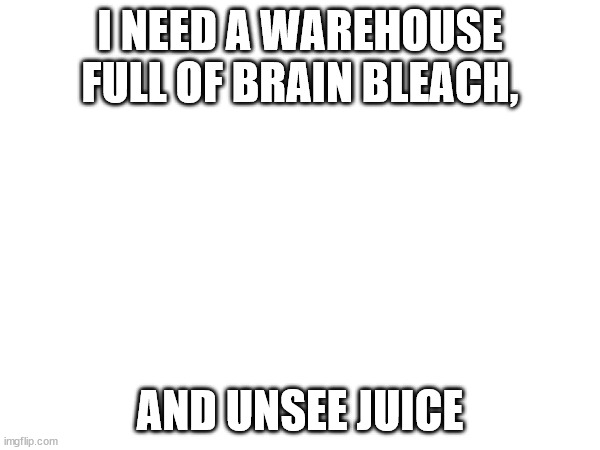 I need it | I NEED A WAREHOUSE FULL OF BRAIN BLEACH, AND UNSEE JUICE | made w/ Imgflip meme maker