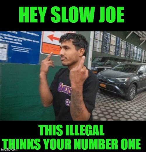 Let's go Brandon | HEY SLOW JOE; THIS ILLEGAL THINKS YOUR NUMBER ONE | image tagged in democrats | made w/ Imgflip meme maker