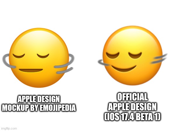 OFFICIAL APPLE DESIGN (IOS 17.4 BETA 1); APPLE DESIGN MOCKUP BY EMOJIPEDIA | image tagged in apple,ios,emoji,emojis | made w/ Imgflip meme maker