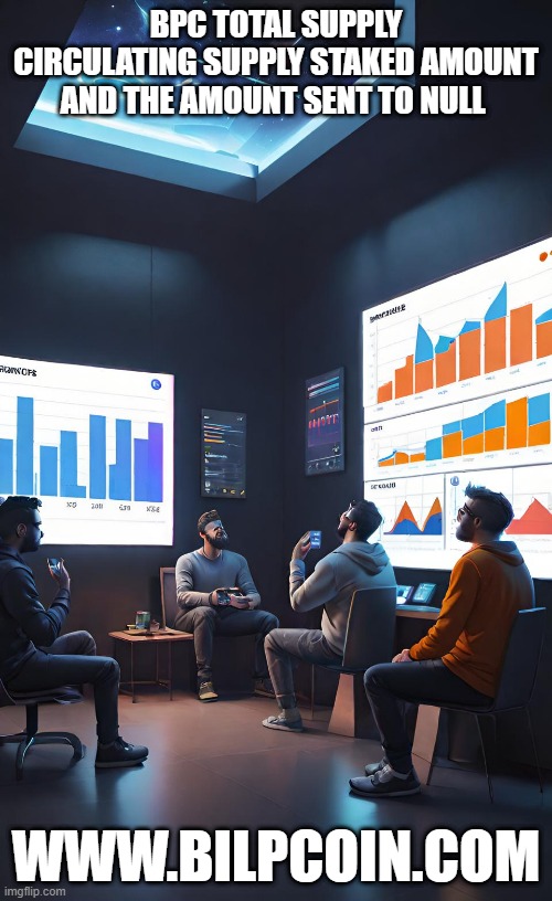 BPC TOTAL SUPPLY CIRCULATING SUPPLY STAKED AMOUNT AND THE AMOUNT SENT TO NULL; WWW.BILPCOIN.COM | made w/ Imgflip meme maker