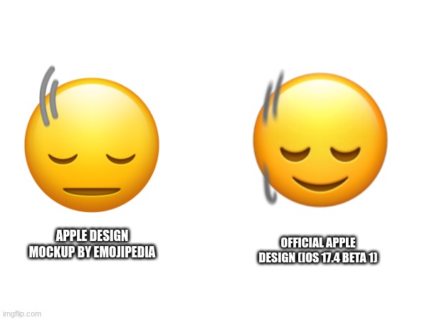 OFFICIAL APPLE DESIGN (IOS 17.4 BETA 1); APPLE DESIGN MOCKUP BY EMOJIPEDIA | image tagged in emoji,emojis | made w/ Imgflip meme maker