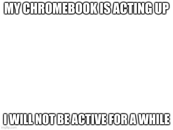 MY CHROMEBOOK IS ACTING UP; I WILL NOT BE ACTIVE FOR A WHILE | image tagged in zad | made w/ Imgflip meme maker