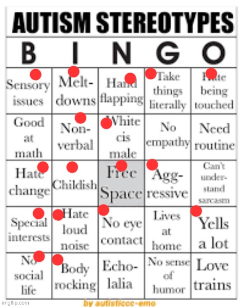 yay bingo! | image tagged in autism stereotypes bingo | made w/ Imgflip meme maker