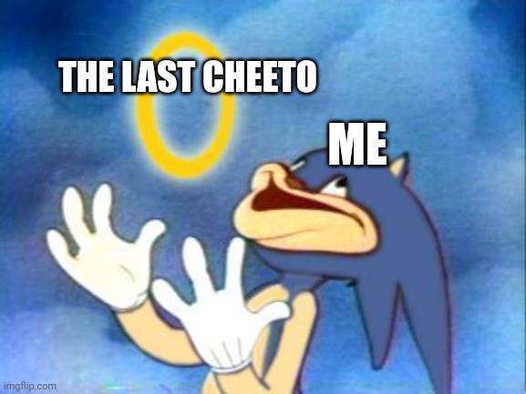 YEAH BOY | THE LAST CHEETO; ME | image tagged in sanic | made w/ Imgflip meme maker