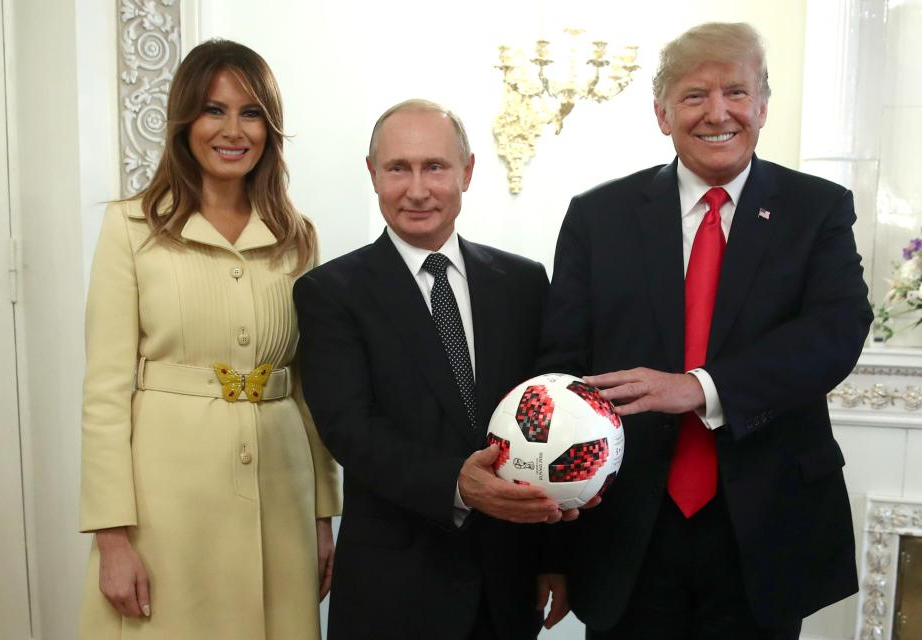 High Quality Putin Trump Melania soccer ball meeting JPP Blank Meme Template