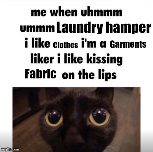 me when uhmm umm | Laundry hamper; Clothes; Garments; Fabric | image tagged in me when uhmm umm | made w/ Imgflip meme maker