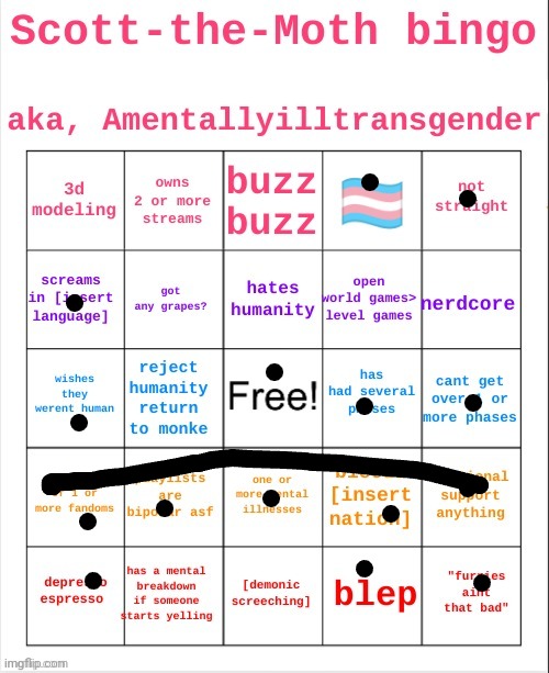 i hate queer | image tagged in scott the moth bingo | made w/ Imgflip meme maker