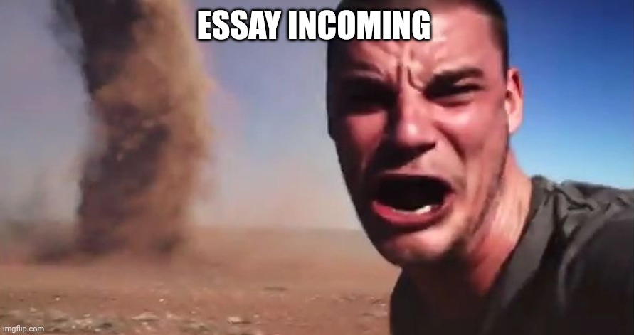 Essay incoming | ESSAY INCOMING | image tagged in here it comes | made w/ Imgflip meme maker