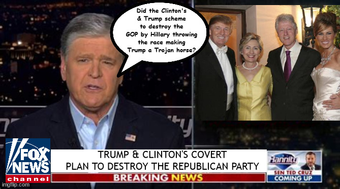 Trumpjan Horse | Did the Clinton's & Trump scheme to destroy the GOP by Hillary throwing the race making Trump a Trojan horse? TRUMP & CLINTON'S COVERT PLAN TO DESTROY THE REPUBLICAN PARTY | image tagged in donald trump,bill aand hillary,sucker and losers,trojan horse,covert plan,thew the race | made w/ Imgflip meme maker