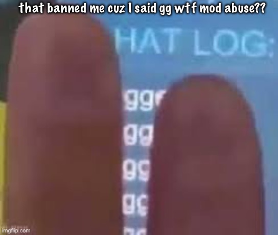 that banned me cuz I said gg wtf mod abuse?? | made w/ Imgflip meme maker