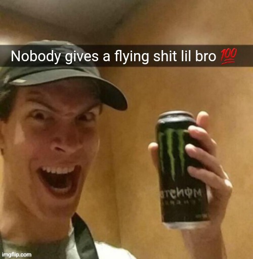 Majik kill guy temp | Nobody gives a flying shit lil bro ? | image tagged in majik kill guy temp | made w/ Imgflip meme maker