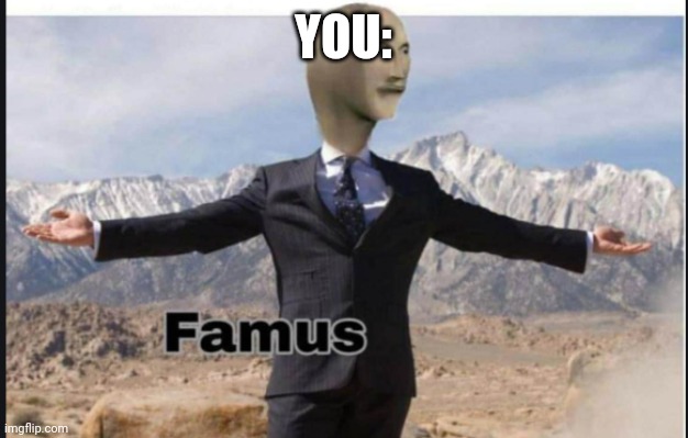 Stonks famus | YOU: | image tagged in stonks famus | made w/ Imgflip meme maker