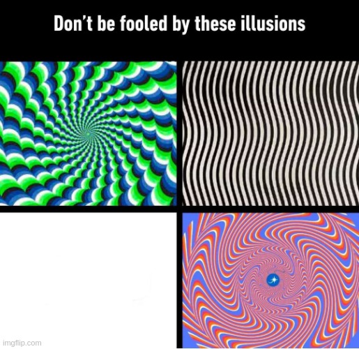Don't be fooled by illusions | image tagged in optical illusion | made w/ Imgflip meme maker