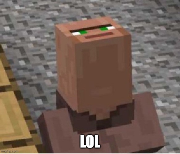 Minecraft Villager Looking Up | LOL | image tagged in minecraft villager looking up | made w/ Imgflip meme maker