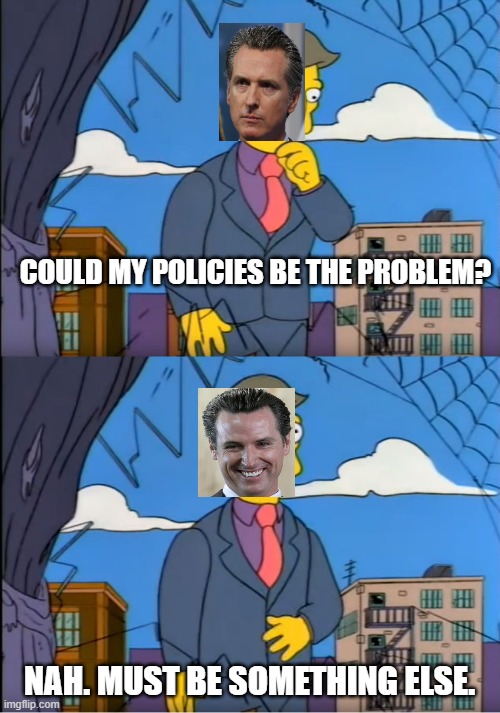 Skinner Out Of Touch | COULD MY POLICIES BE THE PROBLEM? NAH. MUST BE SOMETHING ELSE. | image tagged in skinner out of touch | made w/ Imgflip meme maker