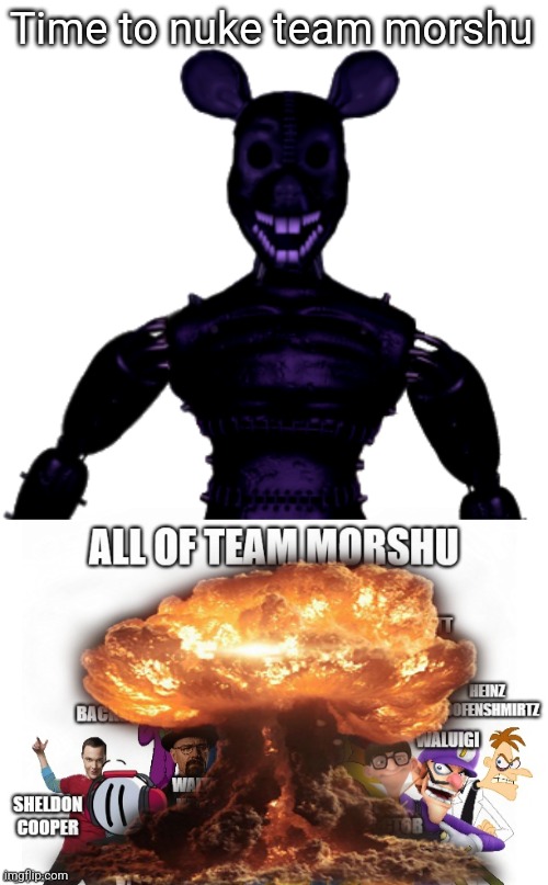 Time to nuke team morshu | image tagged in all of team morshu | made w/ Imgflip meme maker