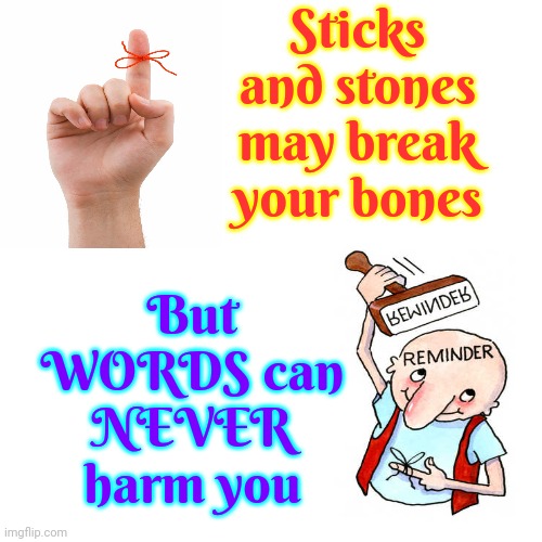 Let. It. Go. | Sticks and stones may break your bones; But WORDS can NEVER harm you | image tagged in let it go,words of wisdom,actions speak louder than words,memes,easily offended,sticks and stones | made w/ Imgflip meme maker