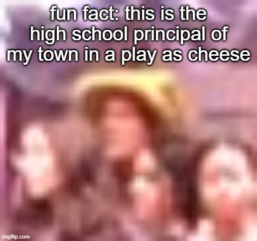 silly | fun fact: this is the high school principal of my town in a play as cheese | image tagged in low quality cheese man | made w/ Imgflip meme maker