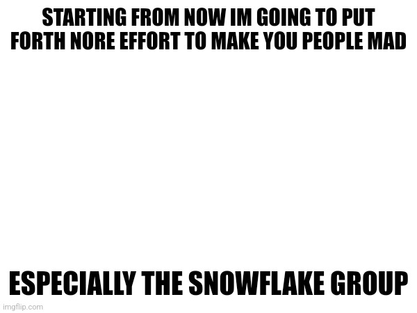 Kicking the beehive | STARTING FROM NOW IM GOING TO PUT FORTH NORE EFFORT TO MAKE YOU PEOPLE MAD; ESPECIALLY THE SNOWFLAKE GROUP | made w/ Imgflip meme maker