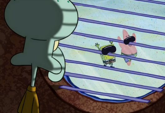 High Quality squidward looking out the window Blank Meme Template