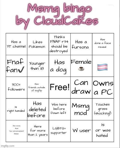 image tagged in cloud s bingo | made w/ Imgflip meme maker