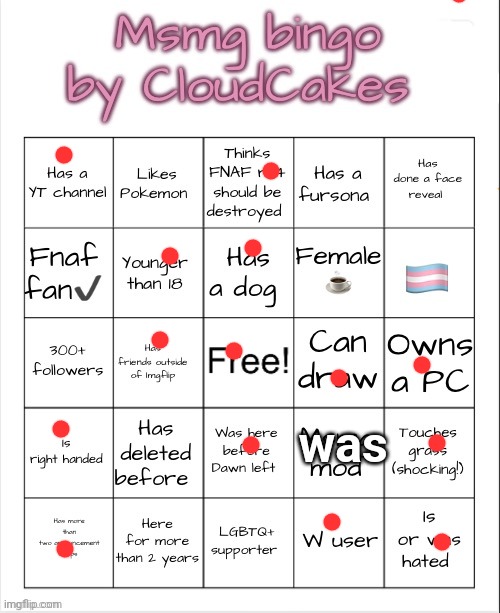 was | image tagged in cloud s bingo | made w/ Imgflip meme maker