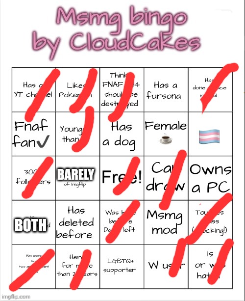 BARELY; BOTH | image tagged in cloud s bingo | made w/ Imgflip meme maker