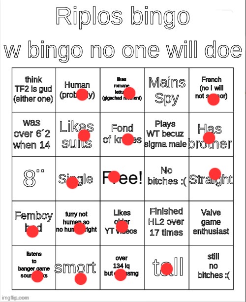 ripos bingoes | image tagged in ripos bingoes | made w/ Imgflip meme maker