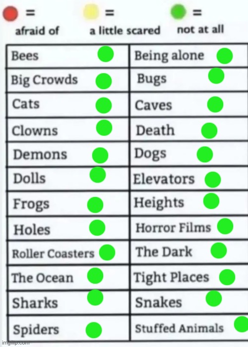 Things to be afraid of lol | image tagged in things to be afraid of lol | made w/ Imgflip meme maker