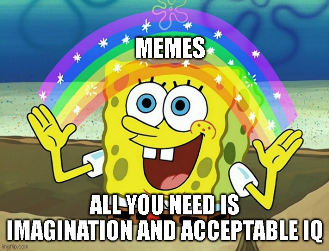 meme requirements | MEMES; ALL YOU NEED IS IMAGINATION AND ACCEPTABLE IQ | image tagged in memes,funny memes | made w/ Imgflip meme maker