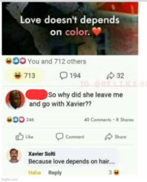 Xavier is at it again. | image tagged in insults,facebook | made w/ Imgflip meme maker