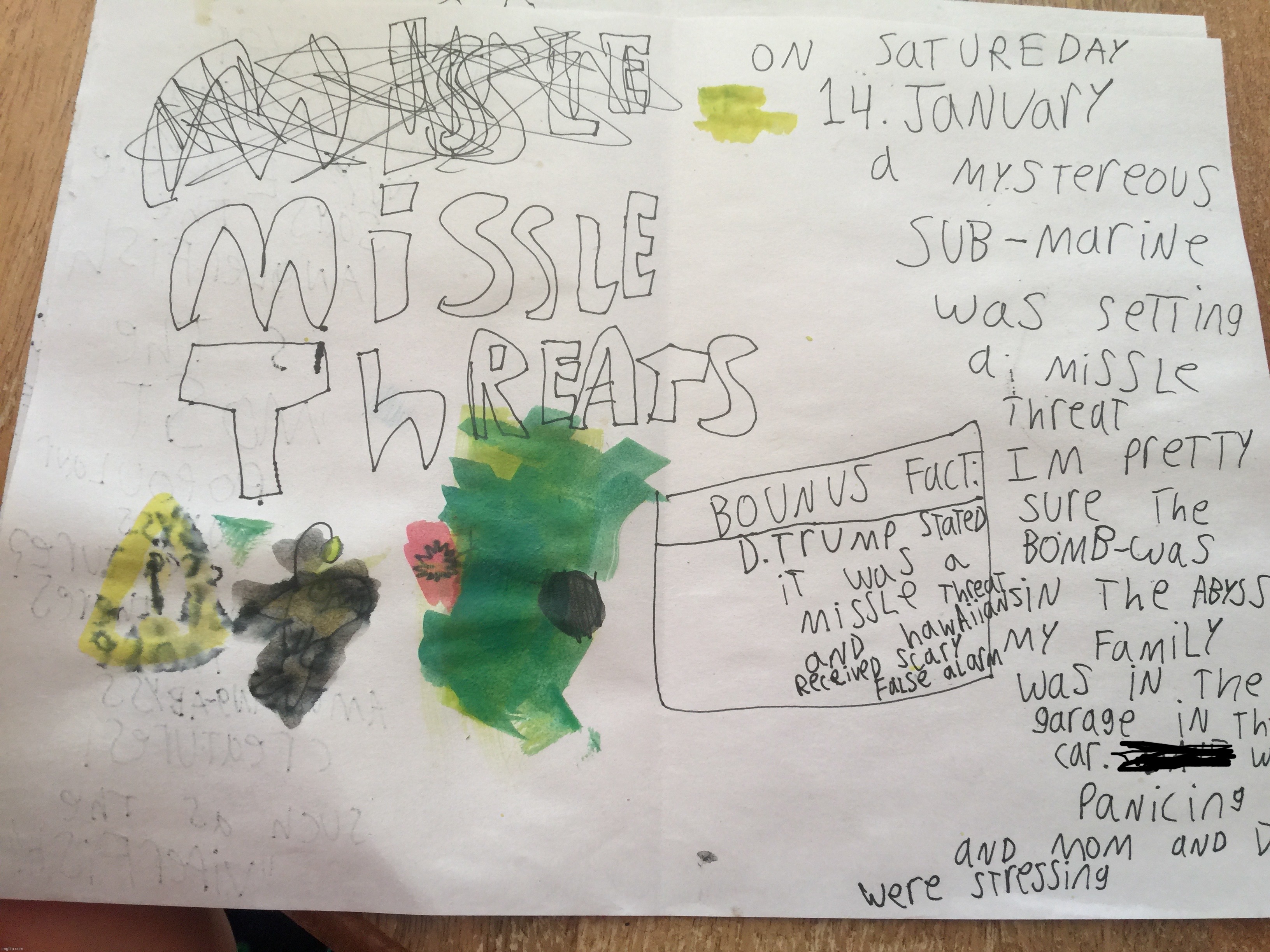 Definitely not me writing about Nuclear warfare at age 8 | image tagged in i was here for the hawaii incident in honolulu,january 13 2018 | made w/ Imgflip meme maker